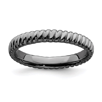 Sterling Silver Stackable Expressions Black-plated Ring | QSK269 ,