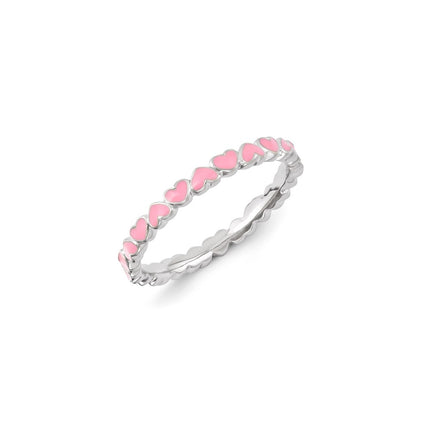Sterling Silver Stackable Expressions Pink Enameled Ring | QSK1142 ,