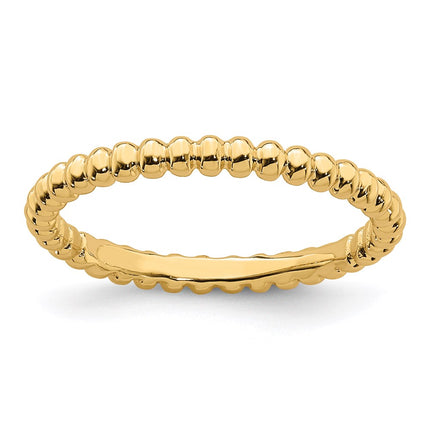 Sterling Silver Stackable Expressions Gold-plated Beaded Ring | QSK210 ,