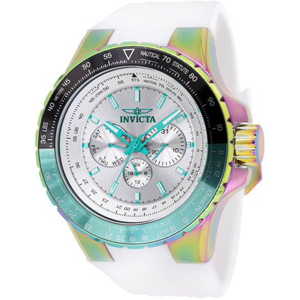 Invicta Men's Watch - Aviator Chronograph Silver Dial White Silicone Strap | 44611 ,