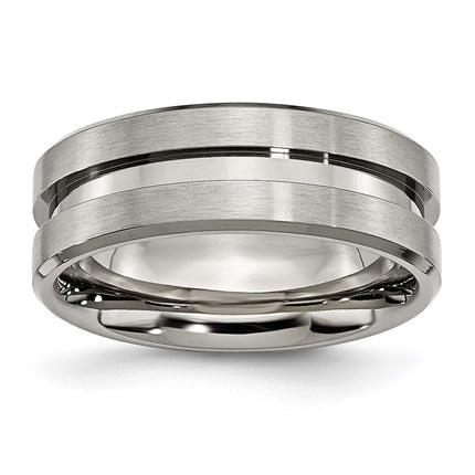 Titanium Grooved 8mm Brushed and Polished Band | TB180 ,