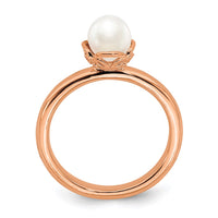 Sterling Silver Stack Exp. White FW Cultured Pearl Pink-plated Ring | QSK750 ,