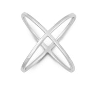 Sterling Silver Criss Cross X Style Ring - W-9993 ,
