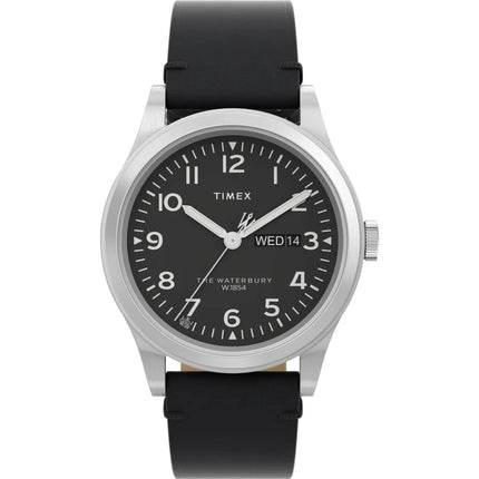 Timex Men's Watch - Waterbury Traditional Day Black Dial Leather Strap | TW2W14700VQ ,