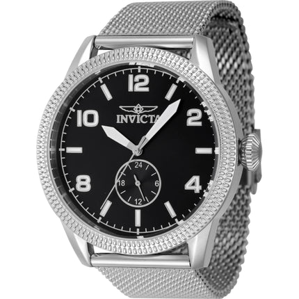 Invicta Men's Watch - Vintage Black Brass Dial Silver Stainless Steel Bracelet | 47134 ,