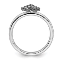 Sterling Silver & Black-plated Stackable Expressions Diamond Flower Ring | QSK1661 ,