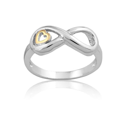 Sterling Silver Infinity With GP Heart Ring - W-9745 ,