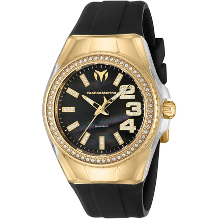 Technomarine Women's Watch - Cruise Crystal Black Dial Yellow Gold Case | TM-121251 ,