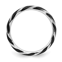 Sterling Silver Stackable Expressions Twisted Black Enameled Ring | QSK554 ,