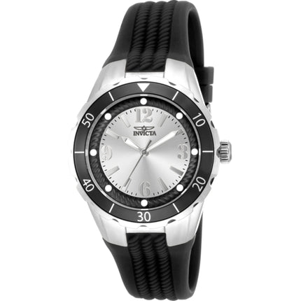 Invicta Women's Watch - Angel Silver and Black Dial Silicone Strap Quartz | 17482 ,