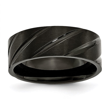 Titanium Swirl Design Black IP-plated 8mm Brushed/Polished Band | TB350 ,