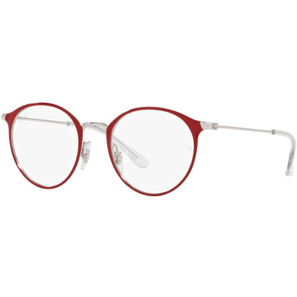 Ray-Ban Unisex Eyeglasses - Silver On Red Round Full-Rim Metal Frame | 0RY1053 4081 ,