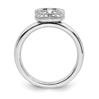 Sterling Silver Stackable Expressions Polished Onyx Owl Ring | QSK1869 ,