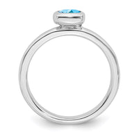 Sterling Silver Stackable Expressions Cushion Cut Blue Topaz Ring | QSK457 ,