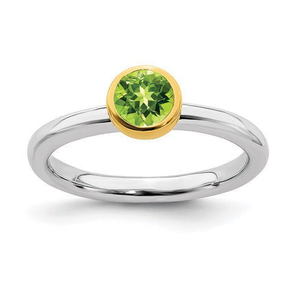 Sterling Silver Stackable Expressions w/Gold-plate Peridot Ring | QSK1882 ,