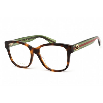 Gucci Women's Eyeglasses - Havana/Green Acetate Cat Eye Full Rim Frame | GG0038ON 002 ,
