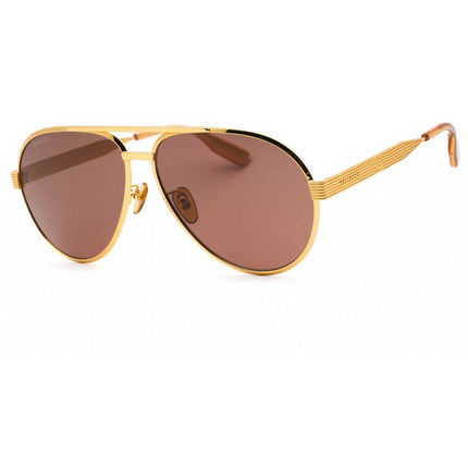 Gucci Men's Sunglasses - Gold Full Rim Metal Frame Brown Lens | GG1513S 002 ,