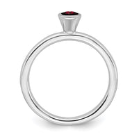 Sterling Silver Stackable Expressions High 4mm Round Garnet Ring | QSK458 ,