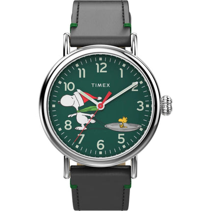 Timex Men's Watch - Standard Peanuts Snoopy Ice Skating Green Dial | TW2V60200VQ ,