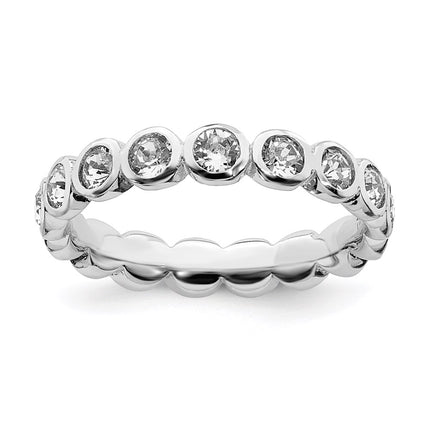 Sterling Silver Stackable Expressions April Swarovski Ring | QSK976 ,