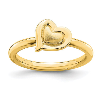 Sterling Silver Stackable Expressions Gold-plated Heart Ring | QSK1622 ,