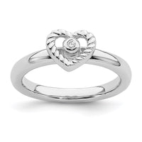 Sterling Silver Stackable Expressions Heart Diamond Ring | QSK345 ,
