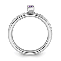 Sterling Silver Stackable Expressions Amethyst & Diamond Ring | QSK2137 ,