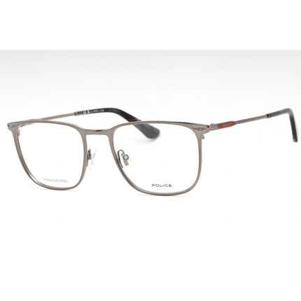 Police Men's Eyeglasses - Shiny Gunmetal Metal Rectangular Full Rim | VPLG68 0568 ,