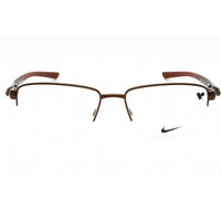 Nike Men's Eyeglasses - Satin Walnut Metal Rectangular Half Rim Frame | NIKE 8141 212 ,
