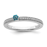14k White Gold Stackable Expressions Blue Topaz and Diamond Ring | SK2087 ,
