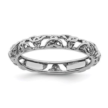 Sterling Silver Stackable Expressions Rhodium Celtic Knot Ring | QSK2011 ,