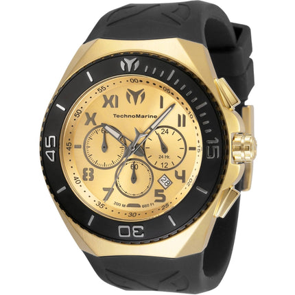 Technomarine Men's Watch - Manta Ocean Gold Dial Black Silicone Strap | TM-220017 ,