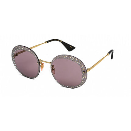 Gucci Women's Sunglasses - Gold Round Metal Rimless Frame Violet Lens | GG0899S 001 ,