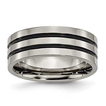 Titanium Enameled Grooved Flat 8mm Polished Band | TB152 ,