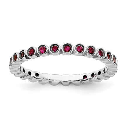 Sterling Silver Stackable Expressions Created Ruby Ring | QSK368 ,