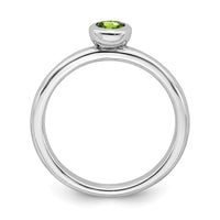 Sterling Silver Stackable Expressions Low 4mm Round Peridot Ring | QSK503 ,