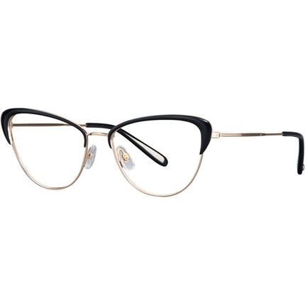 Garrett Leight Women's Eyeglasses - Gold-Black Acetate/Metal Cat Eye | VISTA G-BK ,