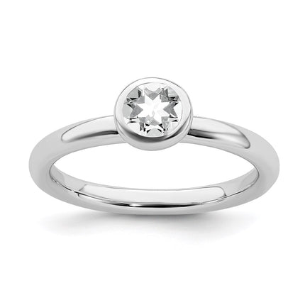 Sterling Silver Stackable Expressions Low 5mm Round White Topaz Ring | QSK511 ,