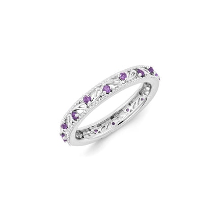 Sterling Silver Stackable Expressions Amethyst Ring | QSK1234 ,