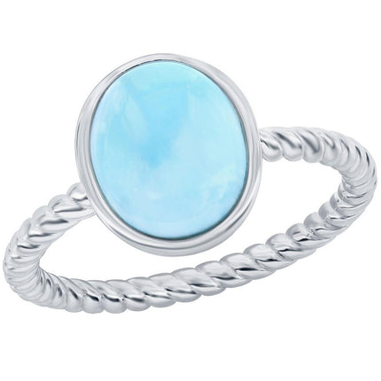 Women's Ring - Oval Larimar Rope Design Band, Size 9 | W-2780-9 ,