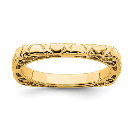 Sterling Silver Stackable Expressions Polished Gold-plated Square Ring | QSK762 ,