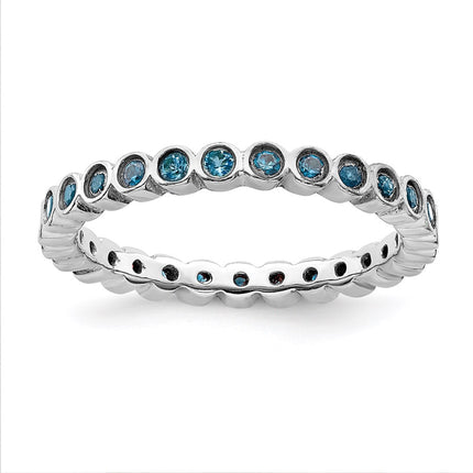 Sterling Silver Stackable Expressions Blue Topaz Ring | QSK373 ,