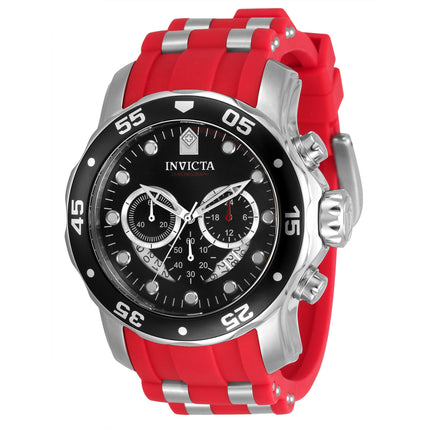 Invicta Men's Watch - Pro Diver Chronograph Black Dial Silver and Red Strap | 34009 ,