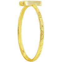 Classic Unisex Gold Tone M Initial Hammered Ring - W-2828 ,