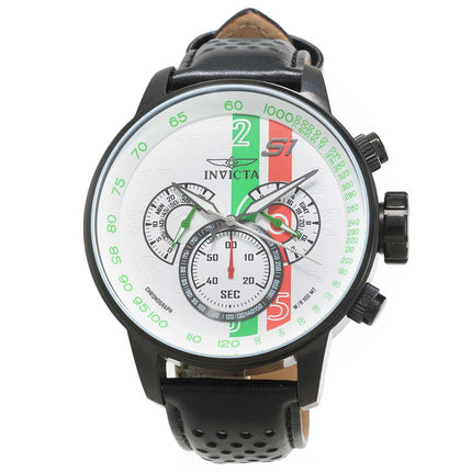 Invicta 19294 Men's S1 Rally White Dial Black & White Leather Strap Chrono GMT Watch ,