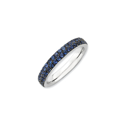 Sterling Silver Stackable Expressions Polished Created Sapphire Ring | QSK664 ,