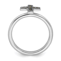 Sterling Silver Stackable Expressions Marcasite Cross Ring | QSK815 ,
