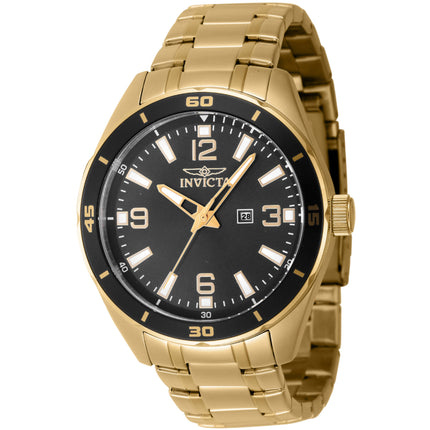 Invicta Men's Watch - Pro Diver Quartz Black Dial Yellow Gold Bracelet | 46673 ,