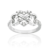 Sterling Silver Center Heart and Heart Infinity Ring - W-9714 ,