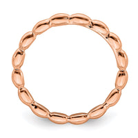 Sterling Silver Stackable Expressions Pink-plated Rice Bead Ring | QSK172 ,